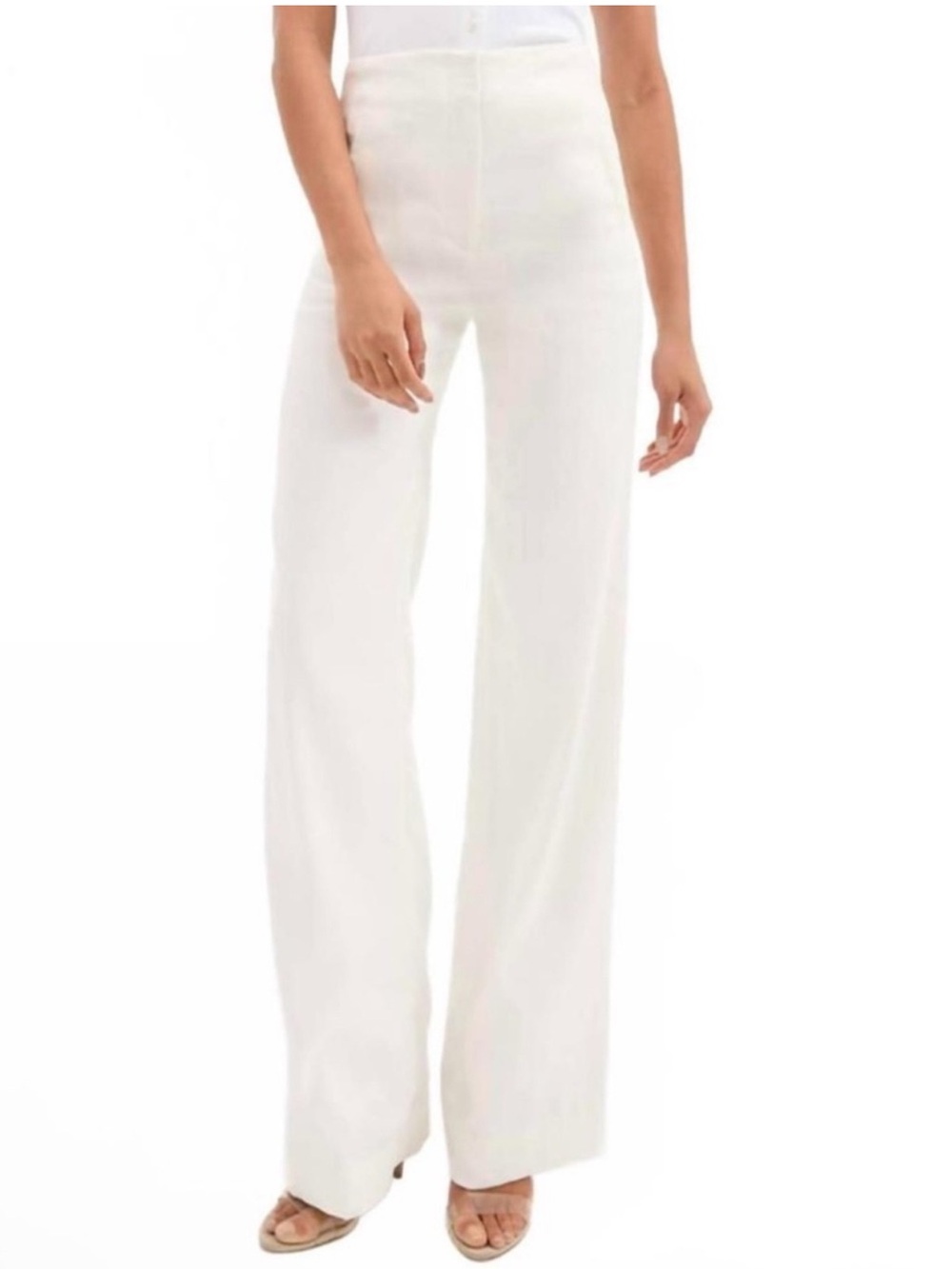 VERONICA BEARD Jude Linen Wide-Leg Pants in Off White 6 $448